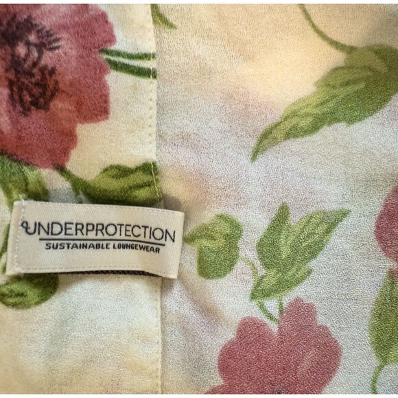 Under Protection Romper Women M Floral Print Short Sleeve V-neck Tie Front Boho - Picture 9 of 9